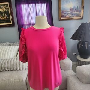 Anne Klein Fuchsia Ruffle Sleeve Blouse